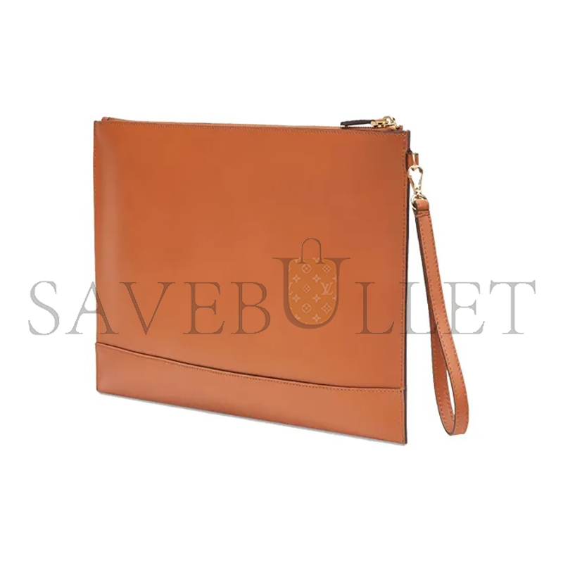 F**di vitello king logo embossed large flat pouch cuoio 8n0178ac9lf0qvk (35*23*1cm)